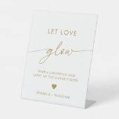 金ゴールドスクリプトLove Glowの結婚Glow Stickサイン 台座サイン (正面)