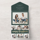 金ゴールドスクリプトmerry 数々の christmas photoholiday al オールインワン招待状 (内側)