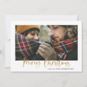 金ゴールドスクリプトmerry christmas mustardタータンチェック1写真 シーズンカード (正面)