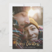金ゴールドスクリプトmerry christmas redタータンチェック写真 シーズンカード (正面)