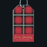 金ゴールドスクリプトmerry christmas redタータンチェック ギフトタグ<br><div class="desc">金ゴールド効果スタイリッシュスクリプトmerry christmas調整赤と緑のチェックタータンチェックバックアデザイン。クリスマスモダンを取る伝統的こと。</div>