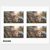 金ゴールドスクリプトmerry christmas stars photo エレガント 長方形シール (シート)