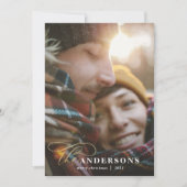 金ゴールドスクリプトmustard plaid backer 1写真クリスマス シーズンカード (正面)