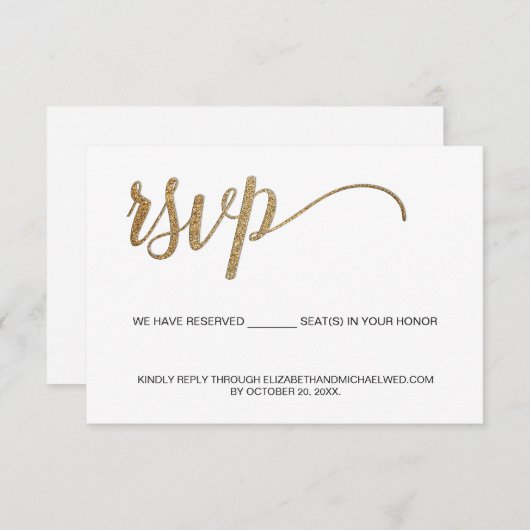 金ゴールドスクリプトQRコード結婚のWebサイト予約 エンクロージャーカード (正面/裏面)