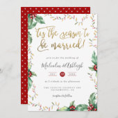 金ゴールドスクリプト'Tis The Season Christmas'結婚s シーズンカード (正面/裏面)