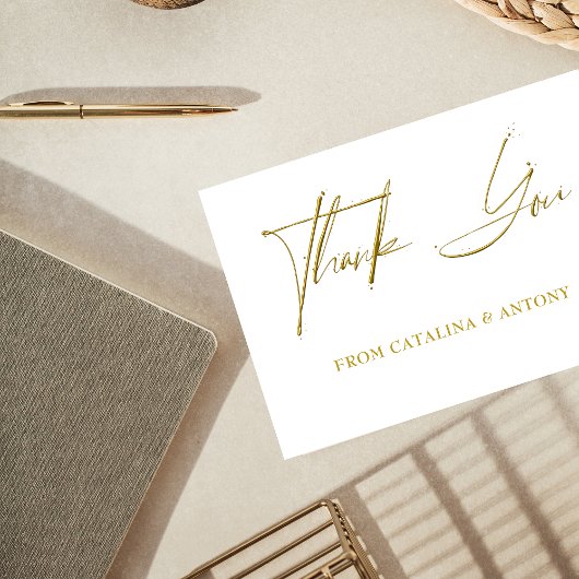 金ゴールドスクリプモダントの最小限サンキューカード サンキューカード