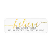 金ゴールドスクリプ信じト |休日の差出人住所ラベル