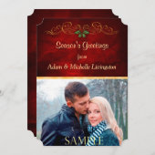 金ゴールドスクロールエレガントクリスマステンプレートフラット シーズンカード (正面/裏面)