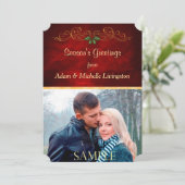 金ゴールドスクロールエレガントクリスマステンプレートフラット シーズンカード (スタンド正面)