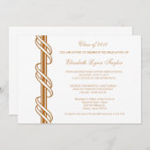 金ゴールドスクロールバーの卒業発表 招待状 (正面/裏面)
