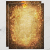 金ゴールドスクロールフレームイエローローズスクラップブック紙 (正面/裏面)