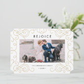 金ゴールドスクロール休日のフォトカード シーズンカード (スタンド正面)