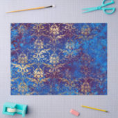 金ゴールドスクロール作業花Blue Decompage 薄葉紙 (クラフト)