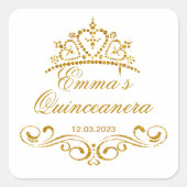 金ゴールドスクロール，ティアラキンセアニェラカスタムロゴ スクエアシール (正面)