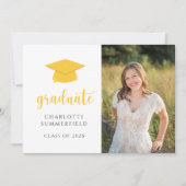 金ゴールドスクールカラー写真卒業発表 招待状 (正面)