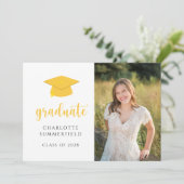 金ゴールドスクールカラー写真卒業発表 招待状 (スタンド正面)