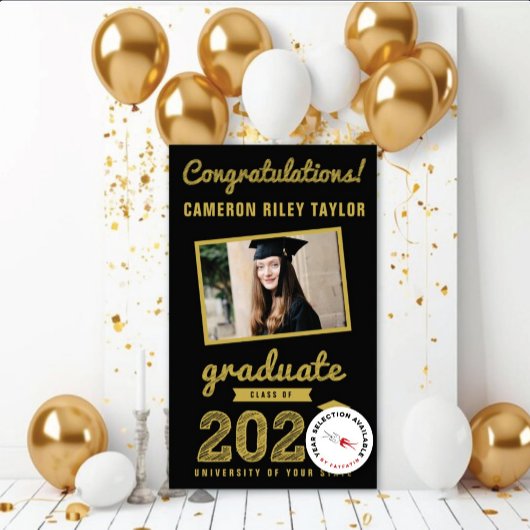 金ゴールドスケッチ2025おめでとう写真卒業パーティー 横断幕