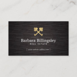 金ゴールドスケルトン鍵実在ロゴ不動産、ブローカーウッド 名刺