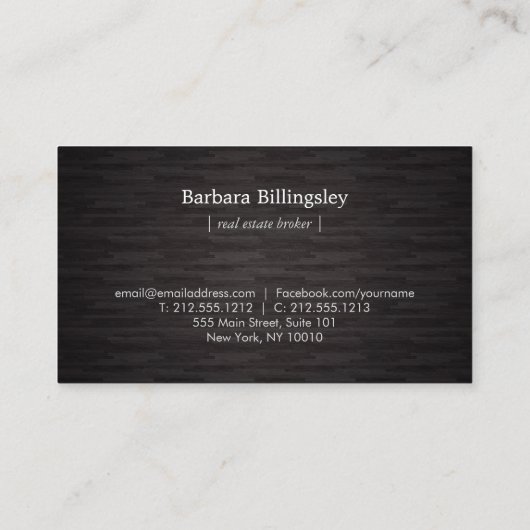 金ゴールドスケルトン鍵実在ロゴ不動産、ブローカーウッド 名刺 (裏面)