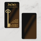 金ゴールドスケルトン鍵Vertical Locksmith名刺 名刺 (正面/裏面)