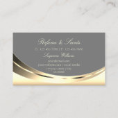 金ゴールドスタイリッシュとグレーと発光ルクセンダイアモンド 名刺 (裏面)