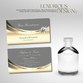 金ゴールドスタイリッシュとグレーと発光ルクセンダイアモンド 名刺