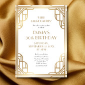 金ゴールドスタイリッシュとホワイトギャツビー30歳の誕生日パーティー 招待状