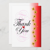 金ゴールドスタイリッシュの花が赤い書感謝してい道の花 サンキューカード (正面/裏面)