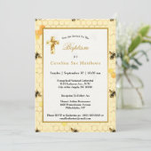 金ゴールドスタイリッシュイエロービーズハニカムバプテスマ 招待状 (スタンド正面)