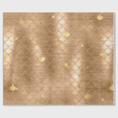 金ゴールドスタイリッシュグリッターのマーメイドのはかりで測魚の模様 ラッピングペーパー (フラット)