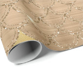 金ゴールドスタイリッシュグリッターのマーメイドのはかりで測魚の模様 ラッピングペーパー (ロールコーナー)