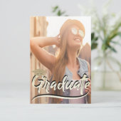 金ゴールドスタイリッシュグリッターキャップ、写真卒業パーティー 招待状 (スタンド正面)