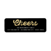 金ゴールドスタイリッシュグリッター応援ホリデー住所 シール (正面)