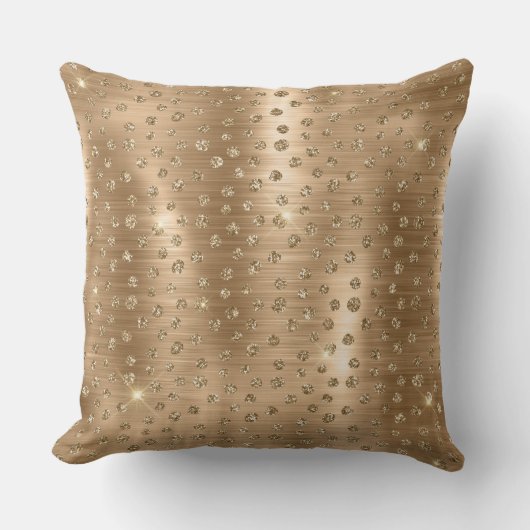 金ゴールドスタイリッシュグリッター野生のチーター斑点パターン クッション (正面)