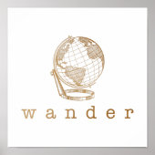 金ゴールドスタイリッシュグローブワンダ引用文旅行好き ポスター (正面)