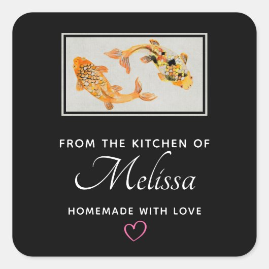 金ゴールドスタイリッシュコイ魚調理場 スクエアシール (正面)