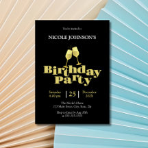 金ゴールドスタイリッシュシャンパンブラックバースデーパーティー