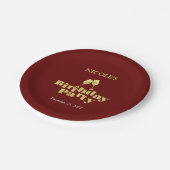 金ゴールドスタイリッシュシャンパンブルゴーニュ誕生日パーティー ペーパープレート (アングル)