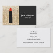 金ゴールドスタイリッシュシークインメイクアップアーティストリップスティック美しい 名刺 (正面/裏面)