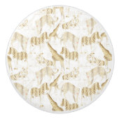 金ゴールドスタイリッシュジャングル野生動物のパターン セラミックノブ (正面)