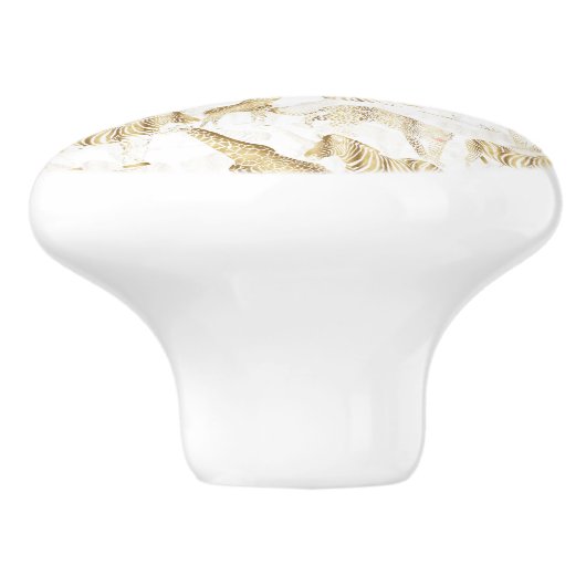 金ゴールドスタイリッシュジャングル野生動物のパターン セラミックノブ (側面)