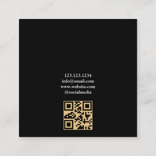 金ゴールドスタイリッシュスカル蝶タトゥーアーティスト スクエア名刺 (裏面)