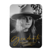 金ゴールドスタイリッシュスクリプト卒業発表の写真 マグネット (縦)