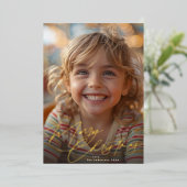 金ゴールドスタイリッシュタイポグラフィメリークリスマスフォト 箔シーズンカード (立ち正面)