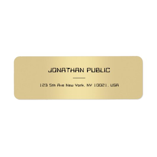金ゴールドスタイリッシュテンプレートエレガントミニマルデザイン ラベル (正面)
