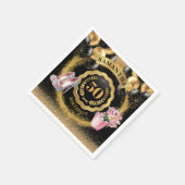 金ゴールドスタイリッシュバルーンナプキンとバラ金ゴールドヒール スタンダードカクテルナプキン (角)