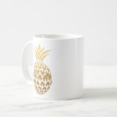 金ゴールドスタイリッシュパイナップルオンホワイト コーヒーマグカップ (正面左)