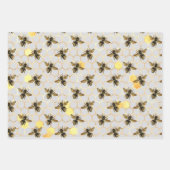 金ゴールドスタイリッシュビーハニカムハニーストライプズ ラッピングペーパーシート (正面2)