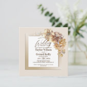 金ゴールドスタイリッシュフローラ結婚披露宴 招待状 (スタンド正面)