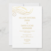 金ゴールドスタイリッシュフローリッシュ結婚式招待状 招待状 (正面)